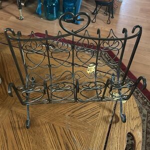 Vintage Ornate Wrought Iron Magazine Rack